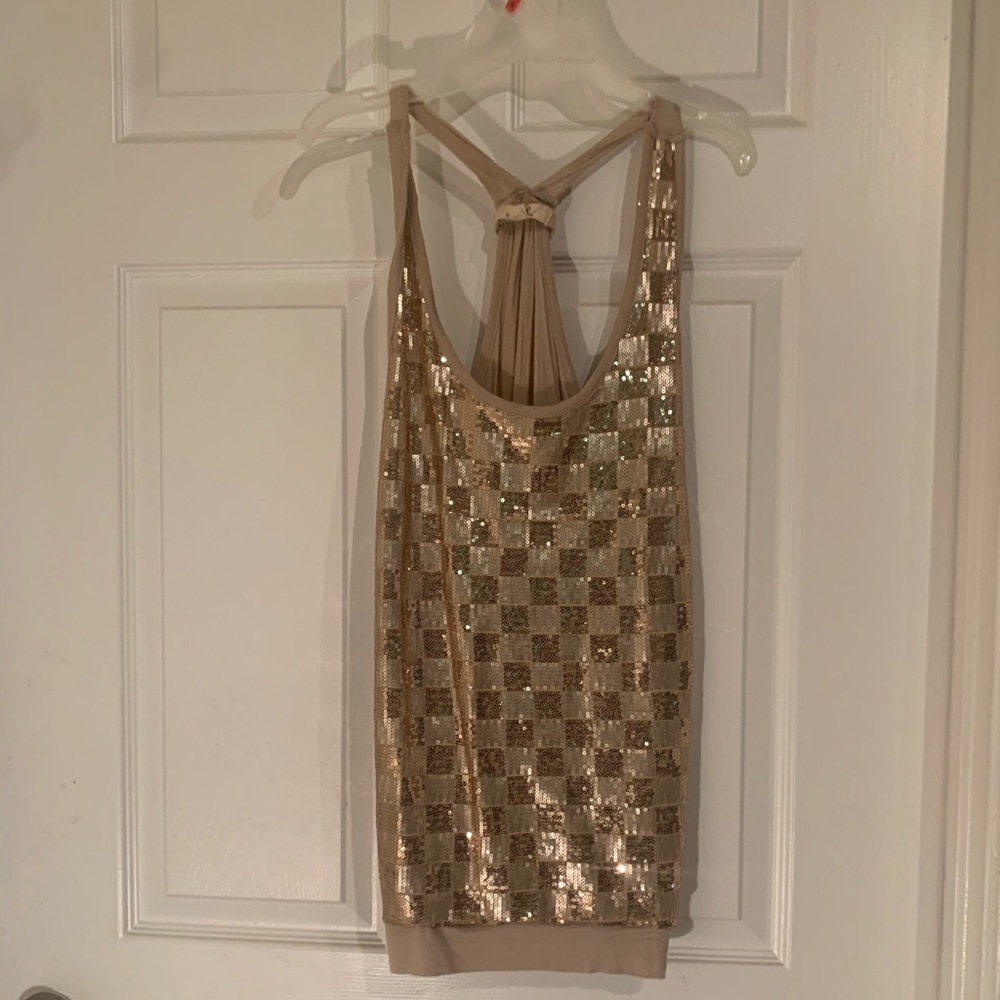 Gold sequin racer back